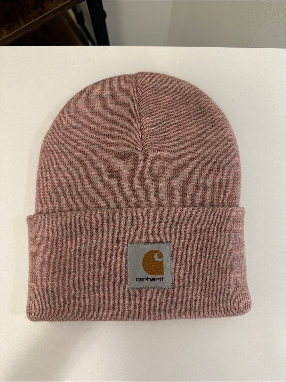 Carhartt Women's Pink Folded Cuff Beanie with Logo Patch
